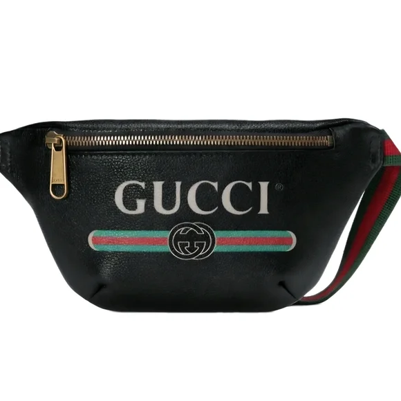 GUCCI LARGE Printed (Unisex) Black Leather Belt / Waist Bag with COA - Picture 3 of 15
